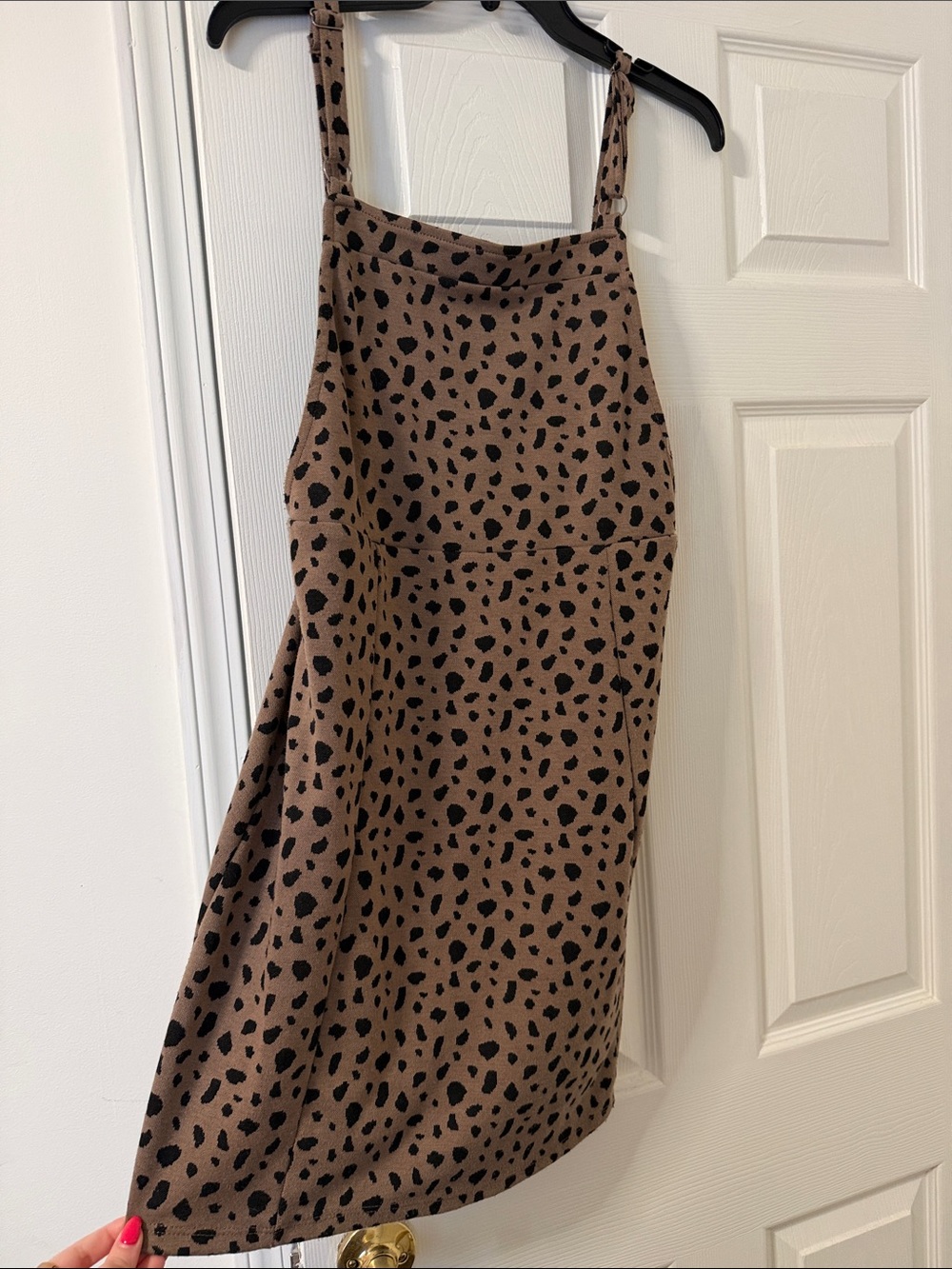 Jolt Brown Mini Dress with Black Spot Print